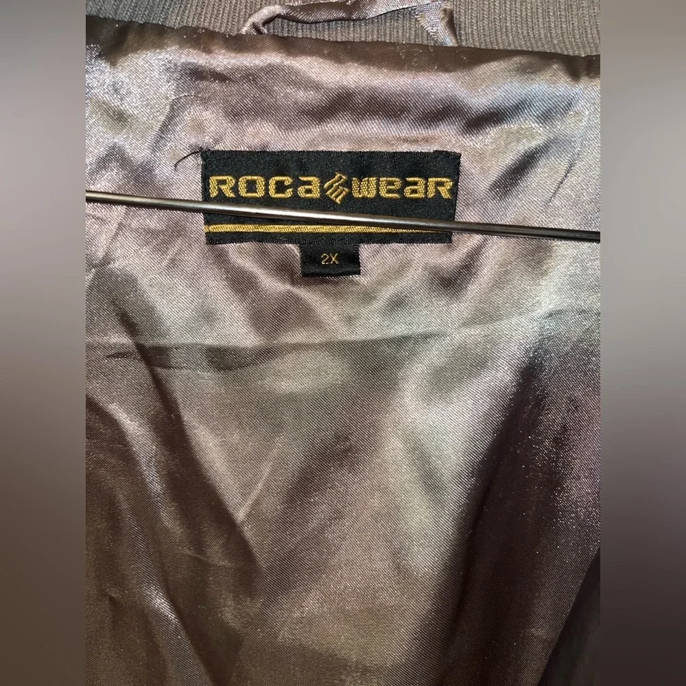 Vintage Rocawear Metallic Gold Jacket Faux Leather Y2K Bomber Women’s Size 1X - Picture 6 of 8